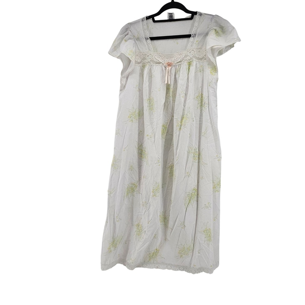 Vintage Eve Stillman Womens Cottage Floral Lace Nightgown Medium Dainty Feminine